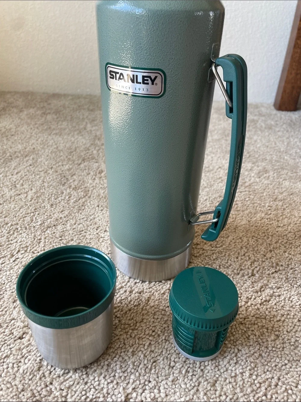 Vintage Stanley Thermos Coffee Green Outdoor Camping Canteen Insulated Army